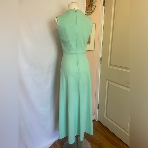 Gorgeous Vintage Boho Light Seafoam Green & White Sleeveless Maxi Dress Small - Picture 6 of 10